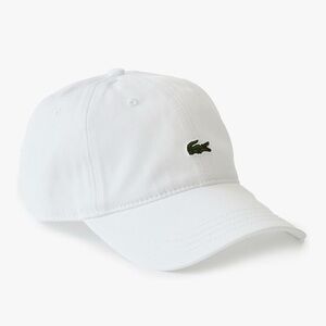 Lacoste White Baseball Cap with Green Crocodile Logo